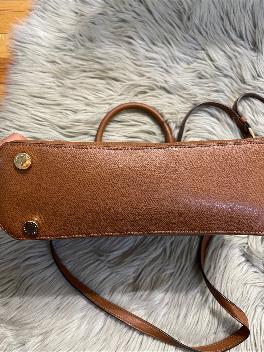 Michael Kors Cognac Pebbled Leather Shoulder Tote with MK Logo - Picture 8 of 8